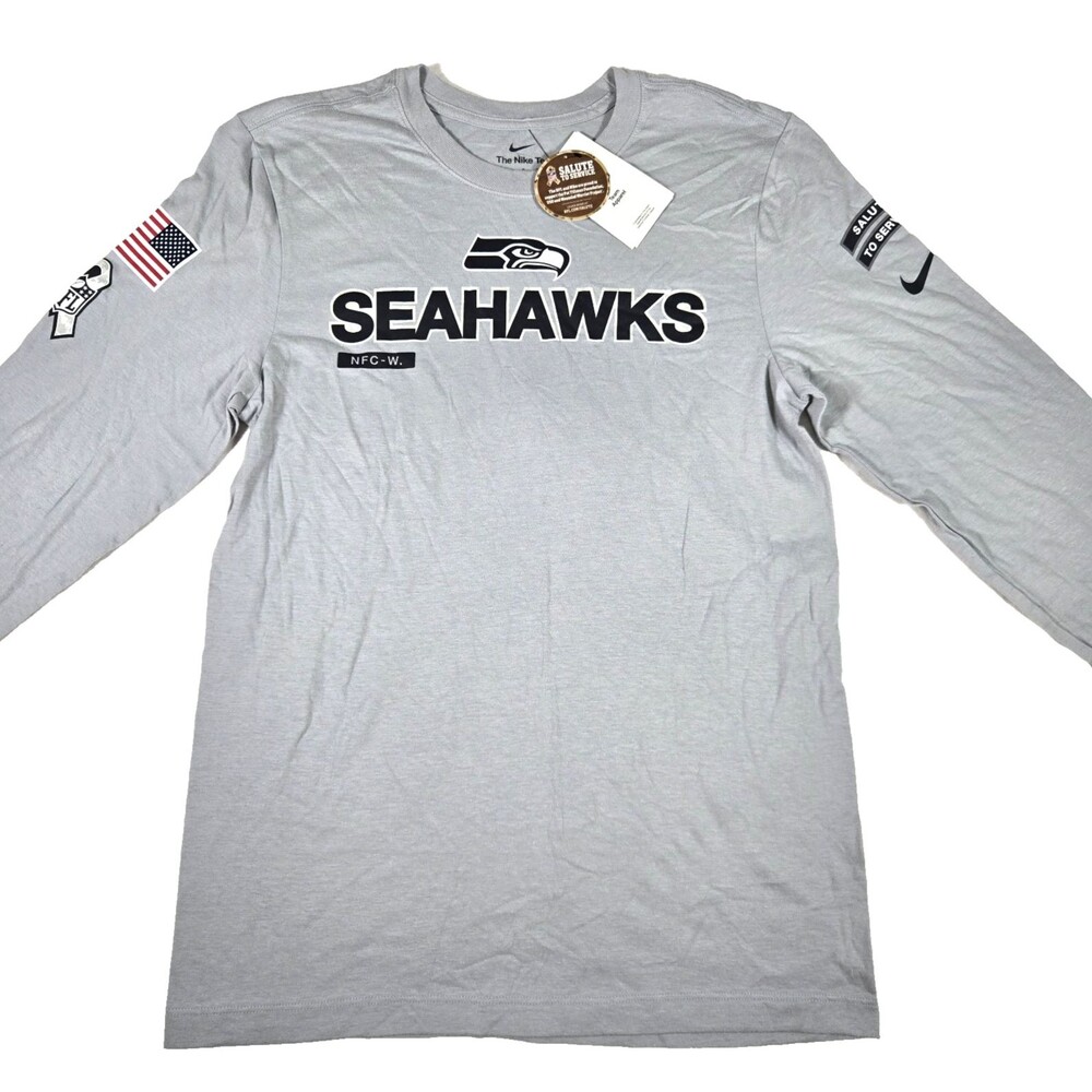 Seattle Seahawks Salute To Service Long Sleeve Shirt Gray Men's Small New